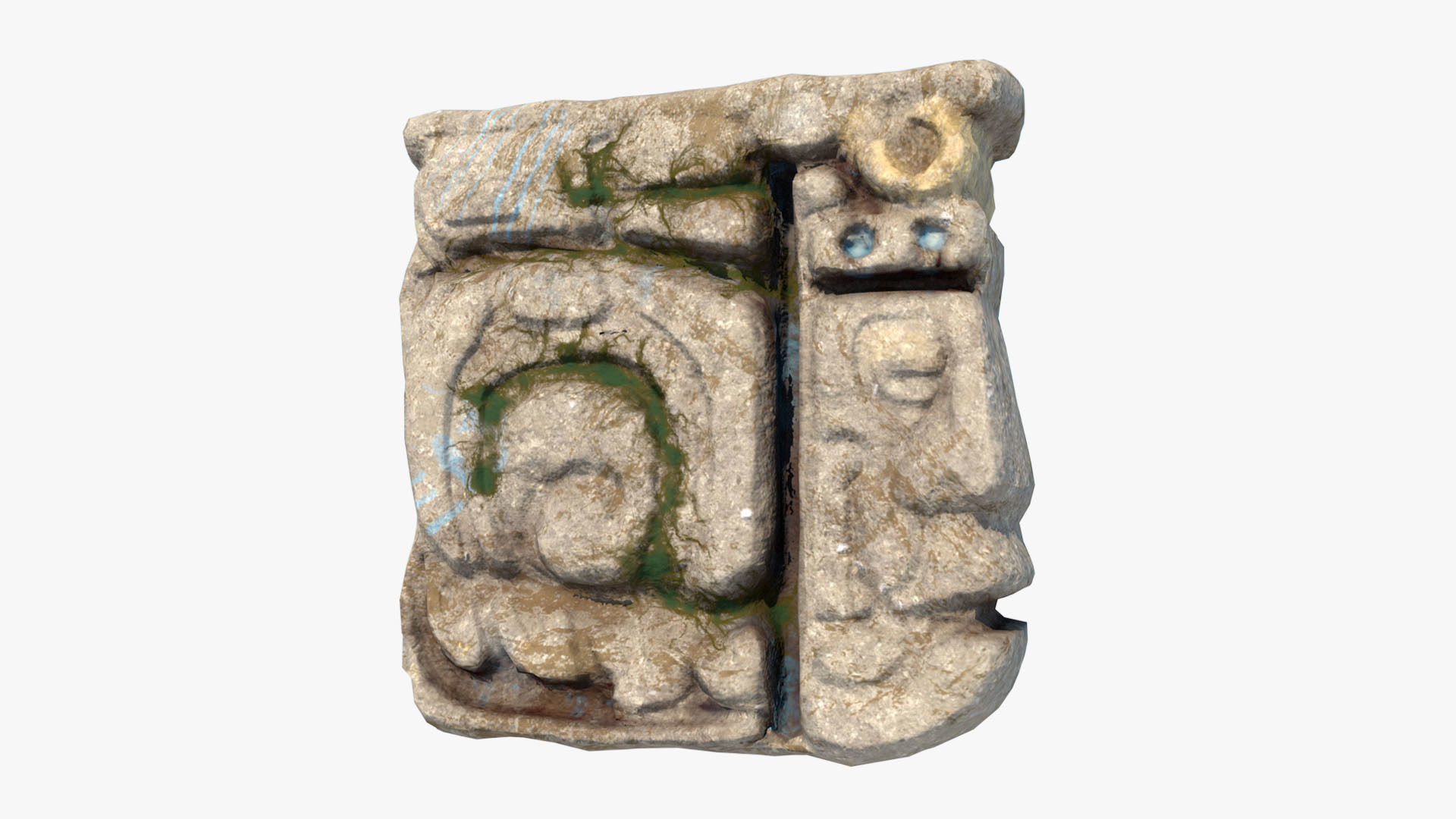 Mayan face ancient sculpture Low-poly 3D model_6