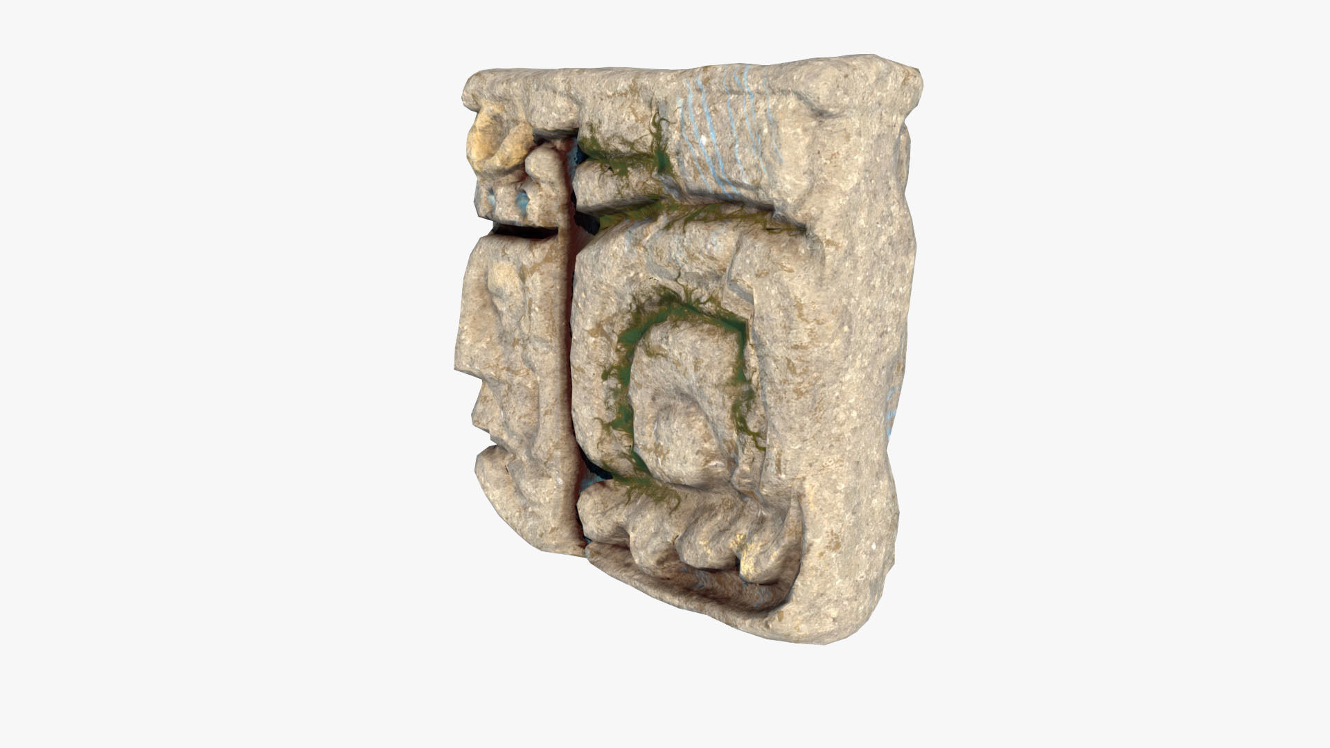 Mayan face ancient sculpture Low-poly 3D model_3