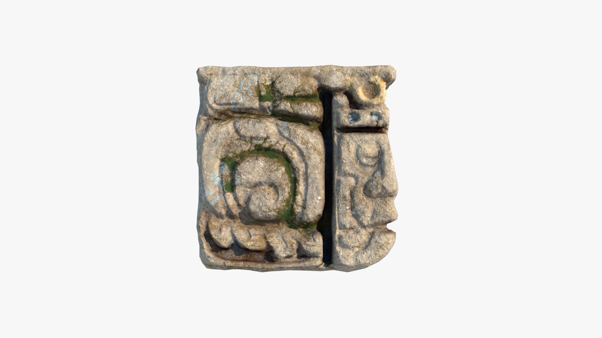 Mayan face ancient sculpture Low-poly 3D model_5