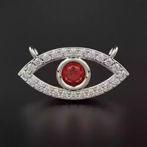 Ruby Evil Eye Charm Pendant 
