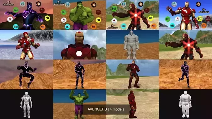 AVENGERS iron man characters 3D Model Collection