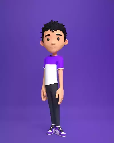 William Cartoon Boy Character Low-poly 3D model