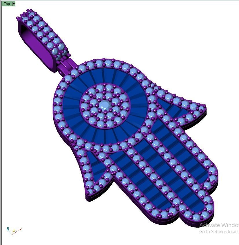 Hamsa Hand Pendant Necklace 3D print model 3D print model_4