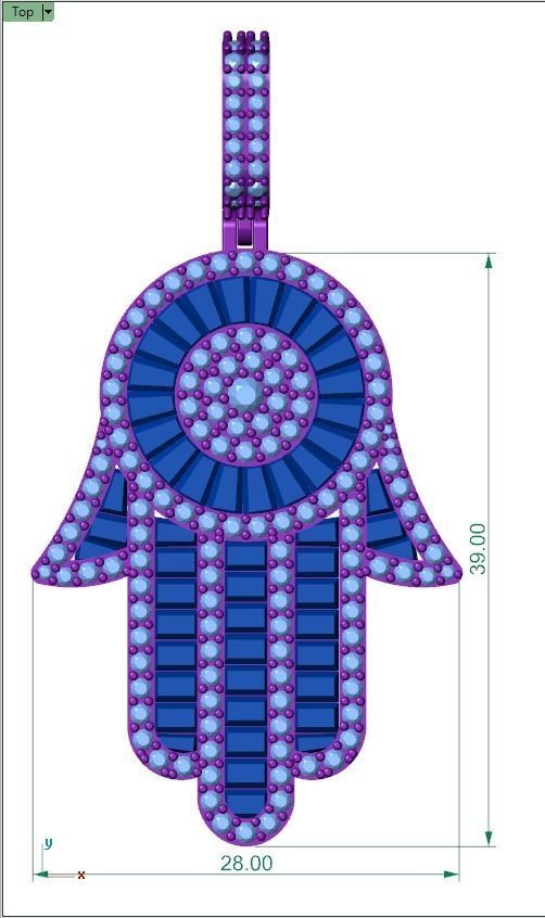 Hamsa Hand Pendant Necklace 3D print model 3D print model_3