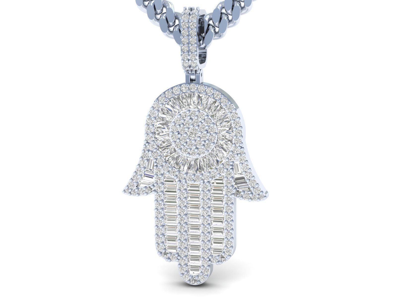 Hamsa Hand Pendant Necklace 3D print model 3D print model_1