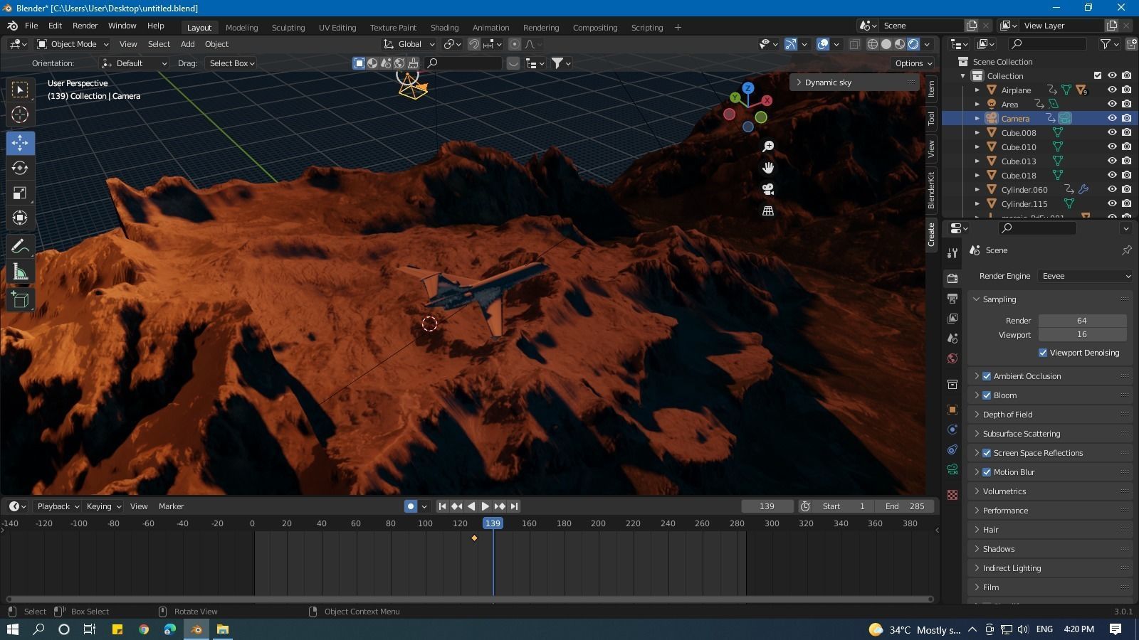 Blender Airplane Animation Free 3D model_5