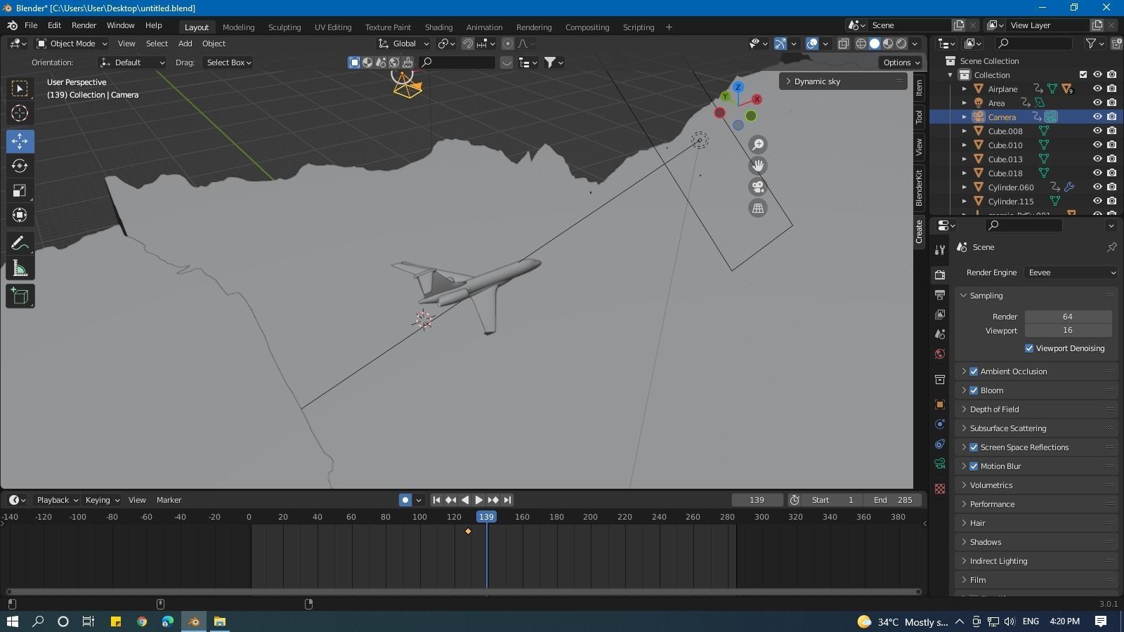 Blender Airplane Animation Free 3D model_3