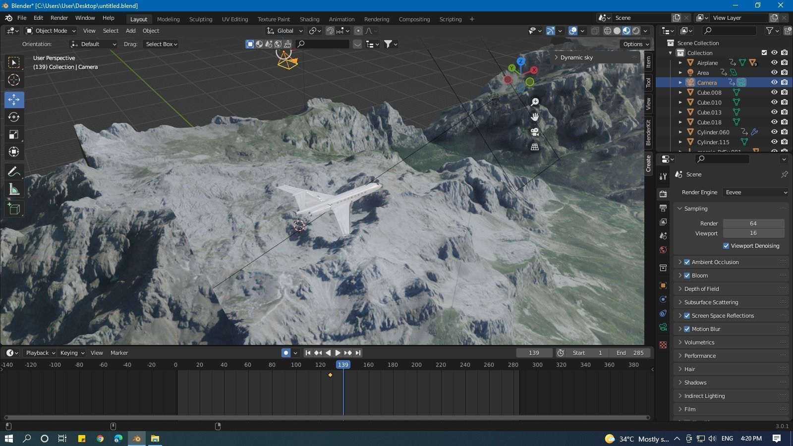 Blender Airplane Animation Free 3D model_4