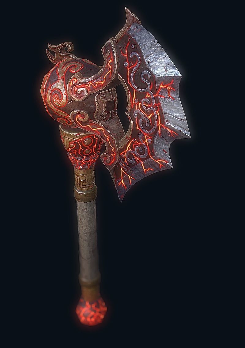 FireAxe 3D LowPoly Game Model Weapon Free low-poly 3D model_5