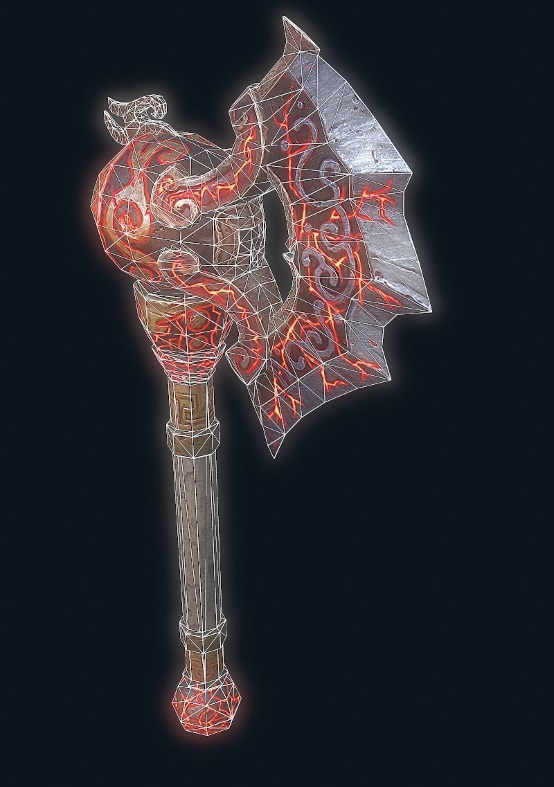 FireAxe 3D LowPoly Game Model Weapon Free low-poly 3D model_6