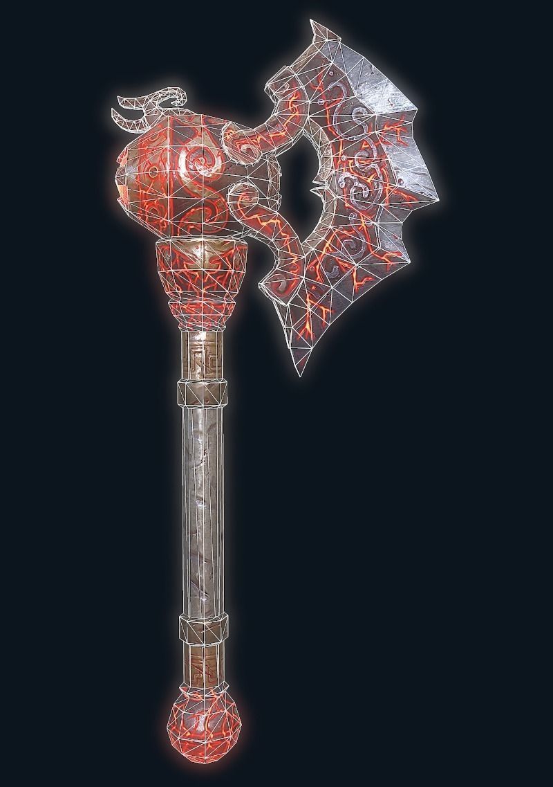 FireAxe 3D LowPoly Game Model Weapon Free low-poly 3D model_2