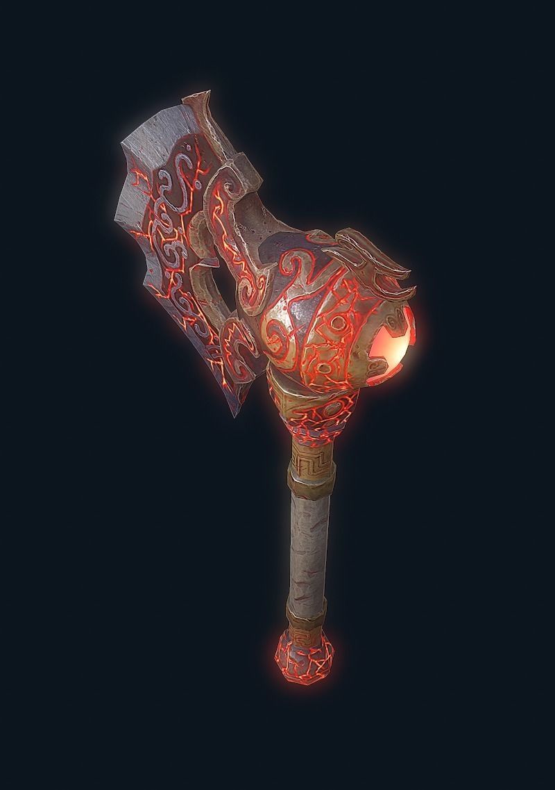 FireAxe 3D LowPoly Game Model Weapon Free low-poly 3D model_8