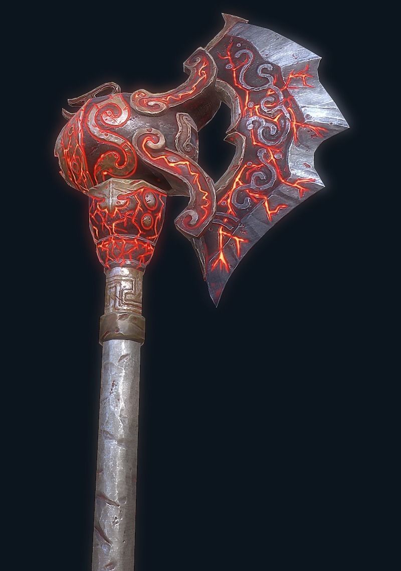 FireAxe 3D LowPoly Game Model Weapon Free low-poly 3D model_3