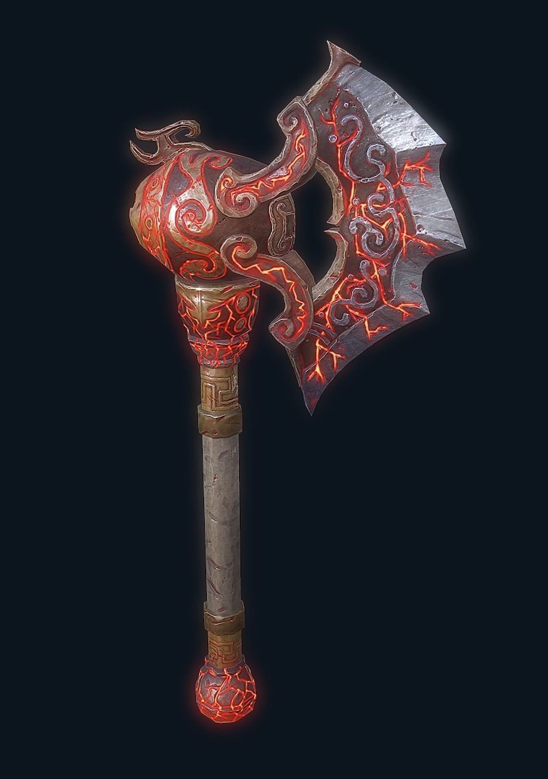 FireAxe 3D LowPoly Game Model Weapon Free low-poly 3D model_10