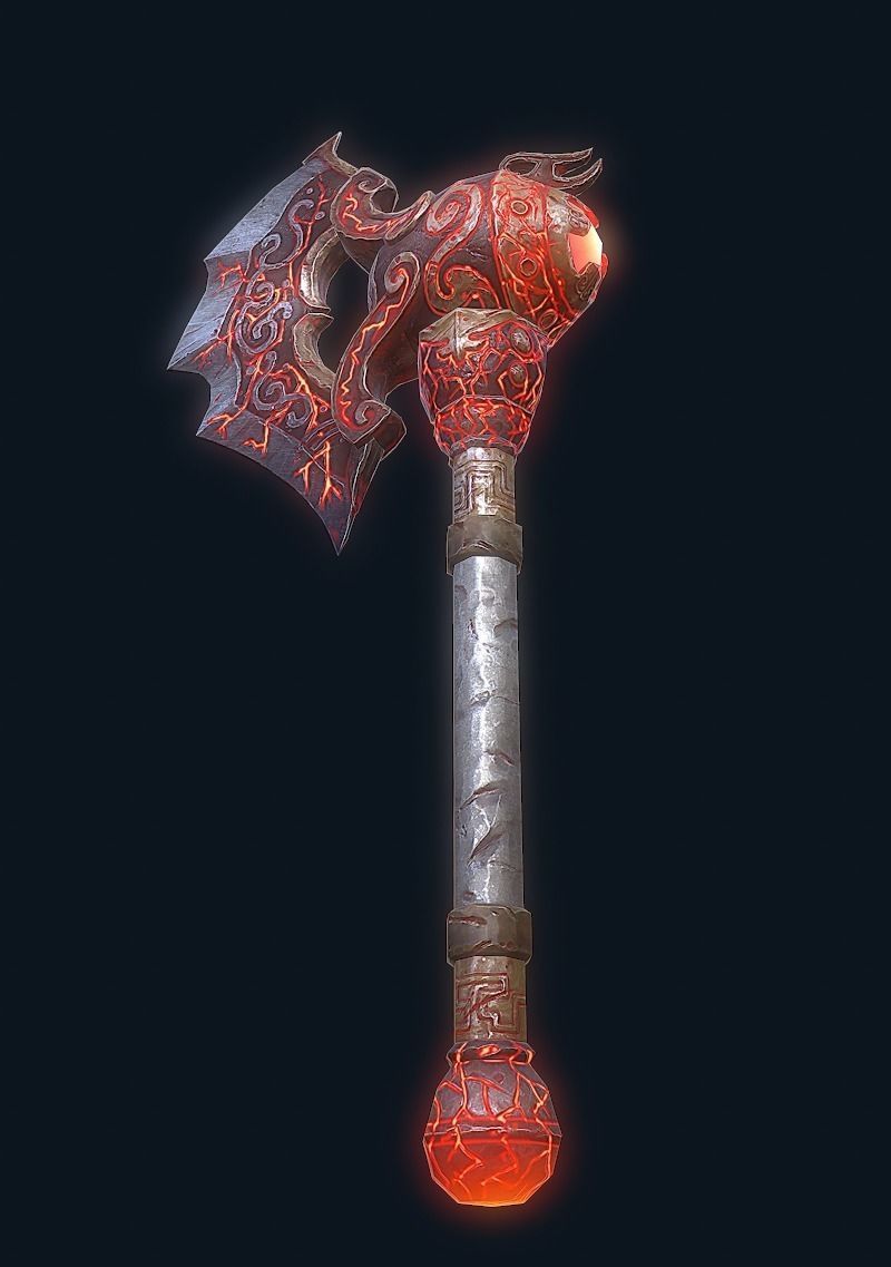 FireAxe 3D LowPoly Game Model Weapon Free low-poly 3D model_9