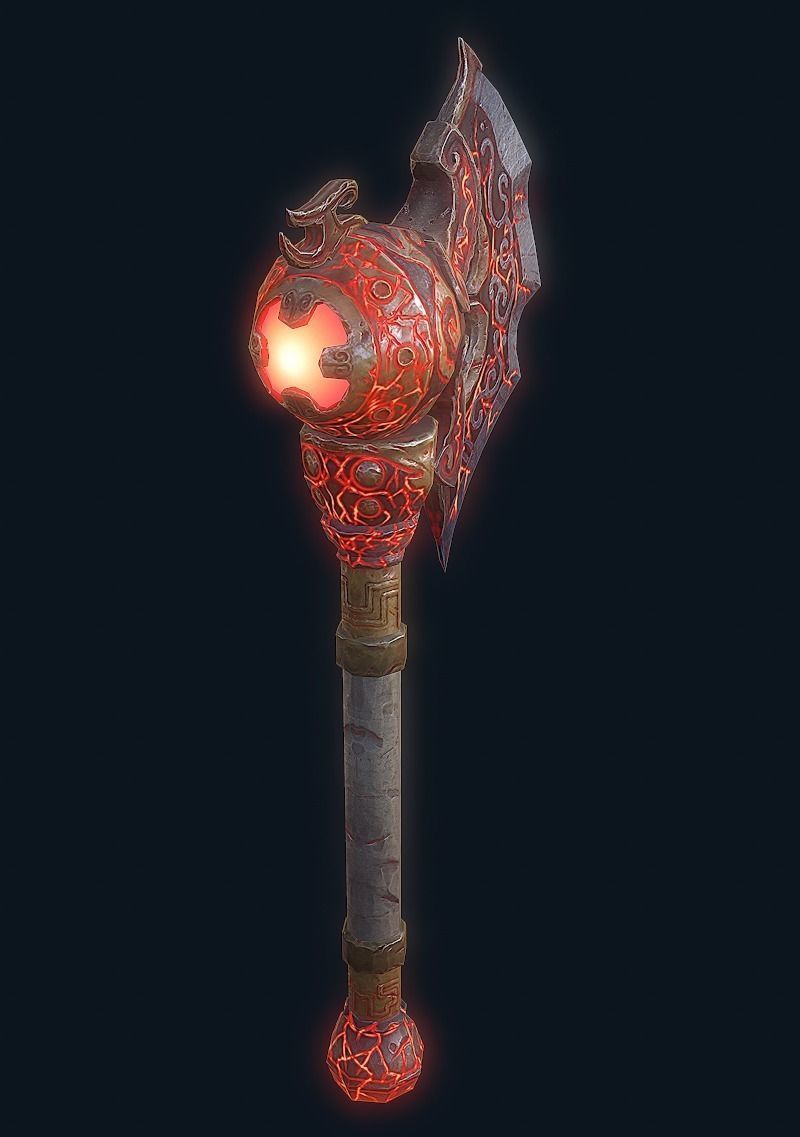 FireAxe 3D LowPoly Game Model Weapon Free low-poly 3D model_4