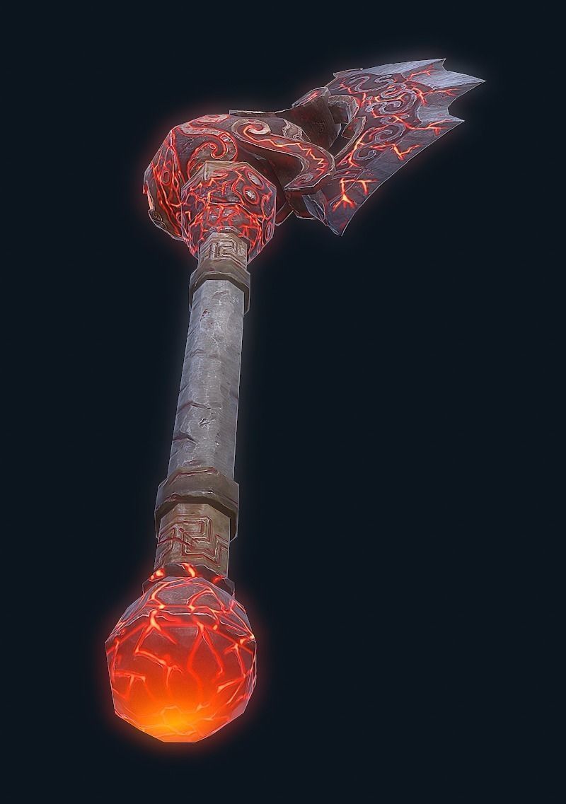 FireAxe 3D LowPoly Game Model Weapon Free low-poly 3D model_7