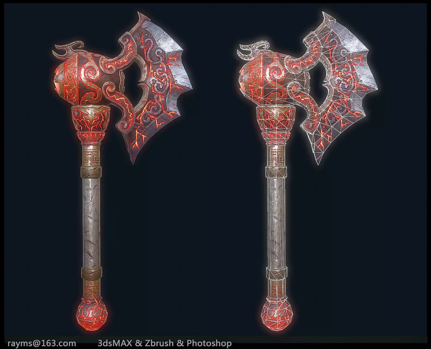 FireAxe 3D LowPoly Game Model Weapon Free low-poly 3D model_0