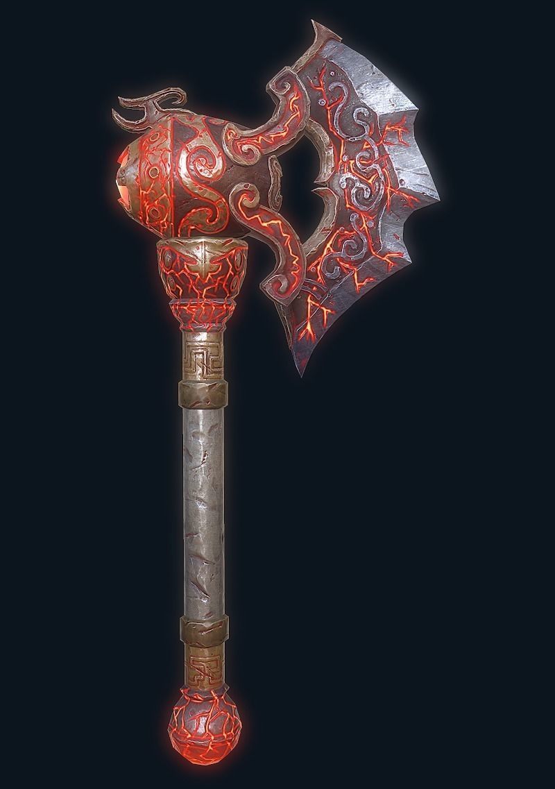 FireAxe 3D LowPoly Game Model Weapon Free low-poly 3D model_1