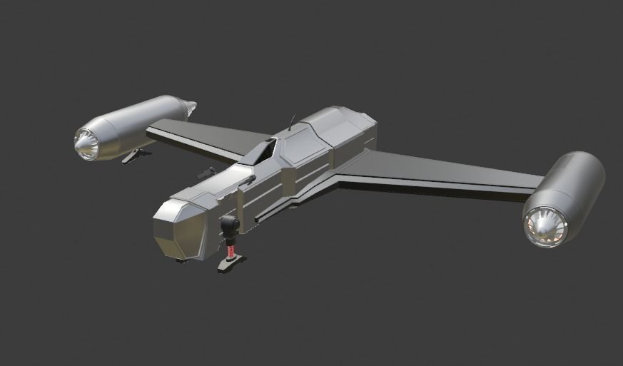 spaceship low poly with uv unwrapping 3D model_8