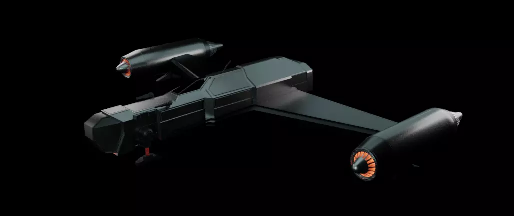 spaceship low poly with uv unwrapping 3D model_0