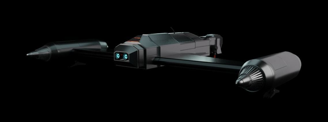 spaceship low poly with uv unwrapping 3D model_2