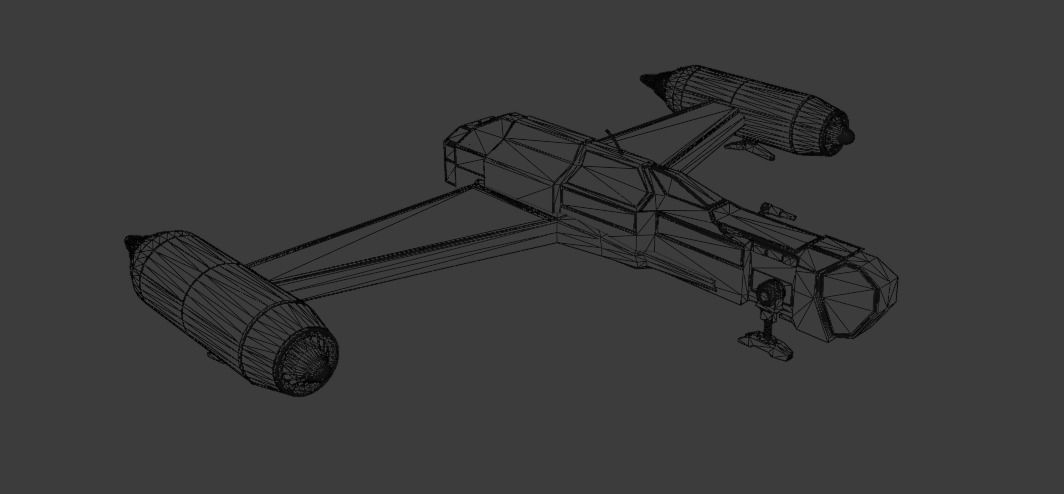 spaceship low poly with uv unwrapping 3D model_4