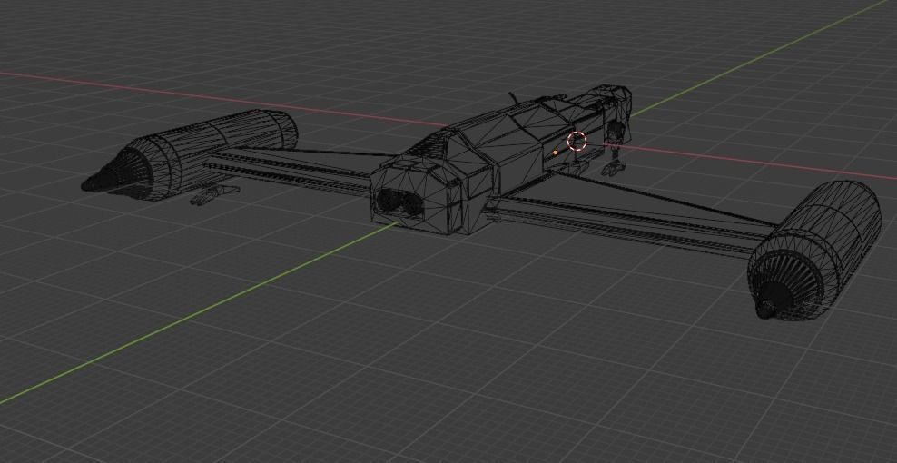 spaceship low poly with uv unwrapping 3D model_7