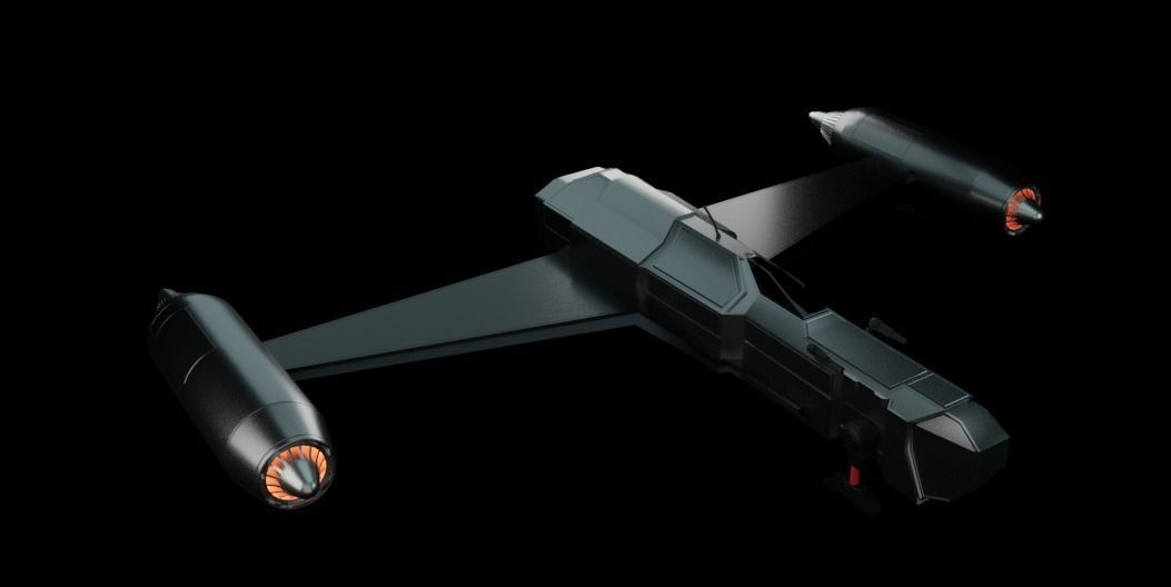 spaceship low poly with uv unwrapping 3D model_1