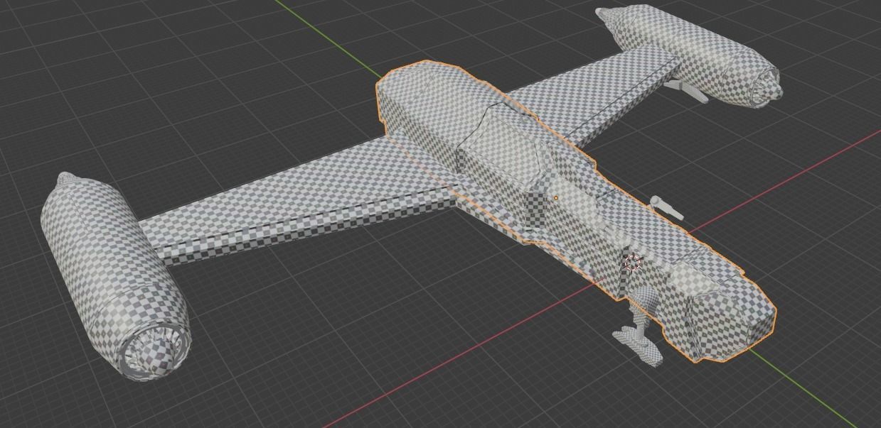 spaceship low poly with uv unwrapping 3D model_5