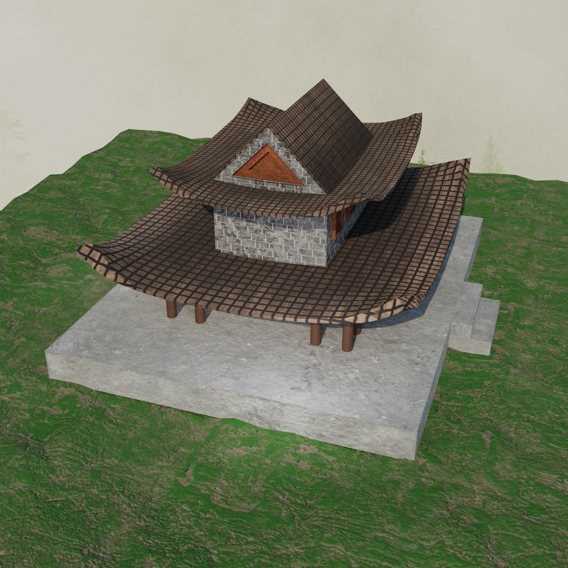 Chinese Ancient house Free low-poly 3D model_6