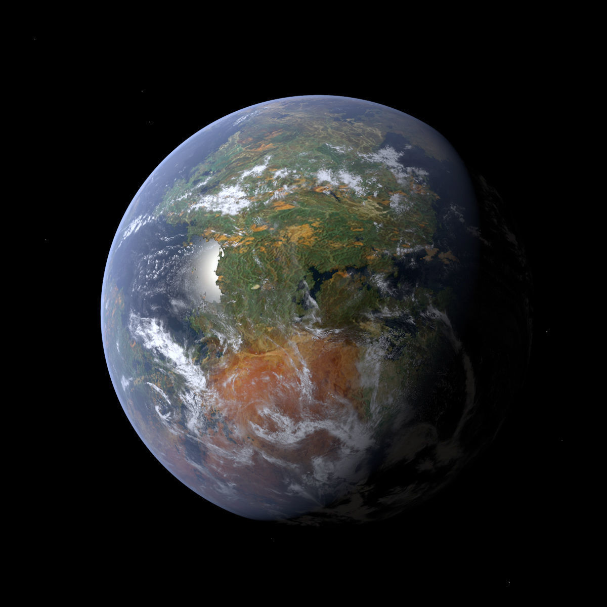 Earth-like Planet 2 - Alien Planet 8k Low-poly 3D model_3