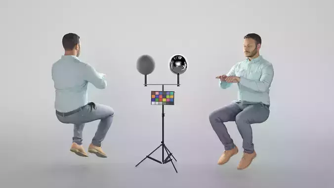 Man sitting and using laptop 357 Low-poly 3D model