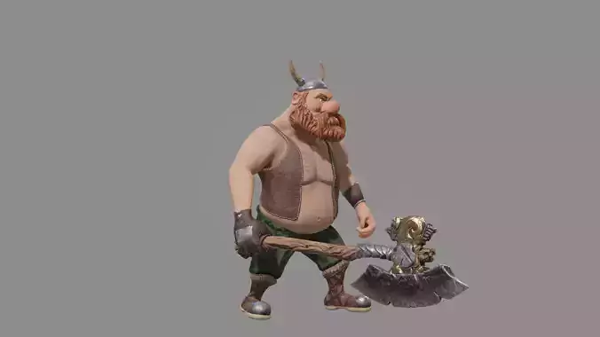 Viking Low-Poly Game ready 3D model animated holding sword
