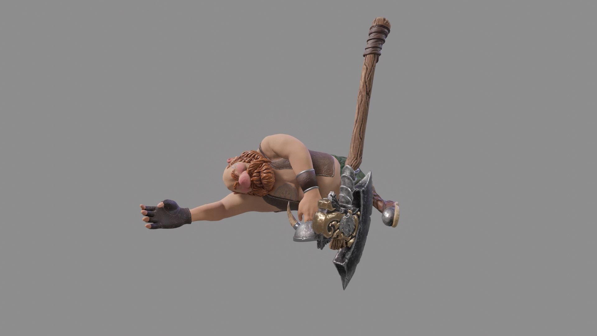 Viking Low-Poly Game ready 3D model animated holding sword Low-poly 3D model_25