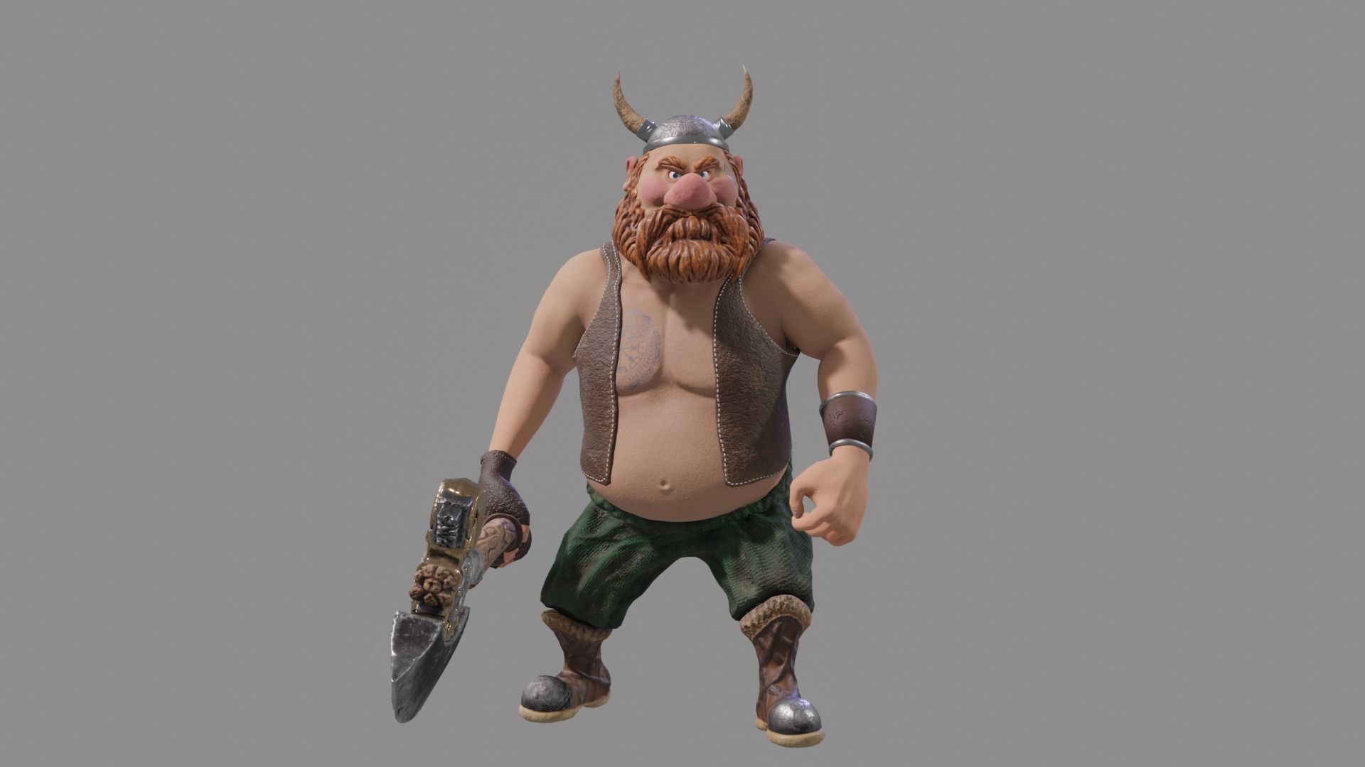 Viking Low-Poly Game ready 3D model animated holding sword Low-poly 3D model_15