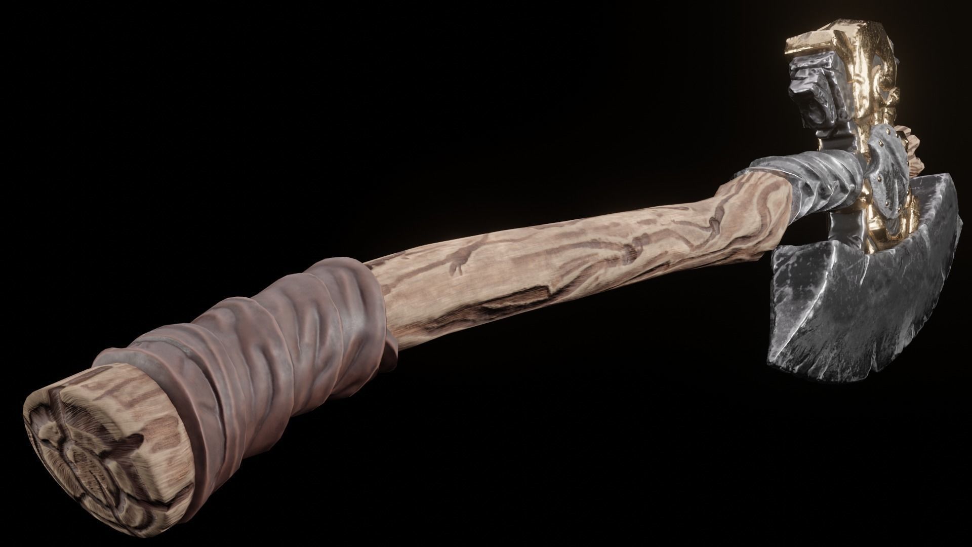 Viking Low-Poly Game ready 3D model animated holding sword Low-poly 3D model_8