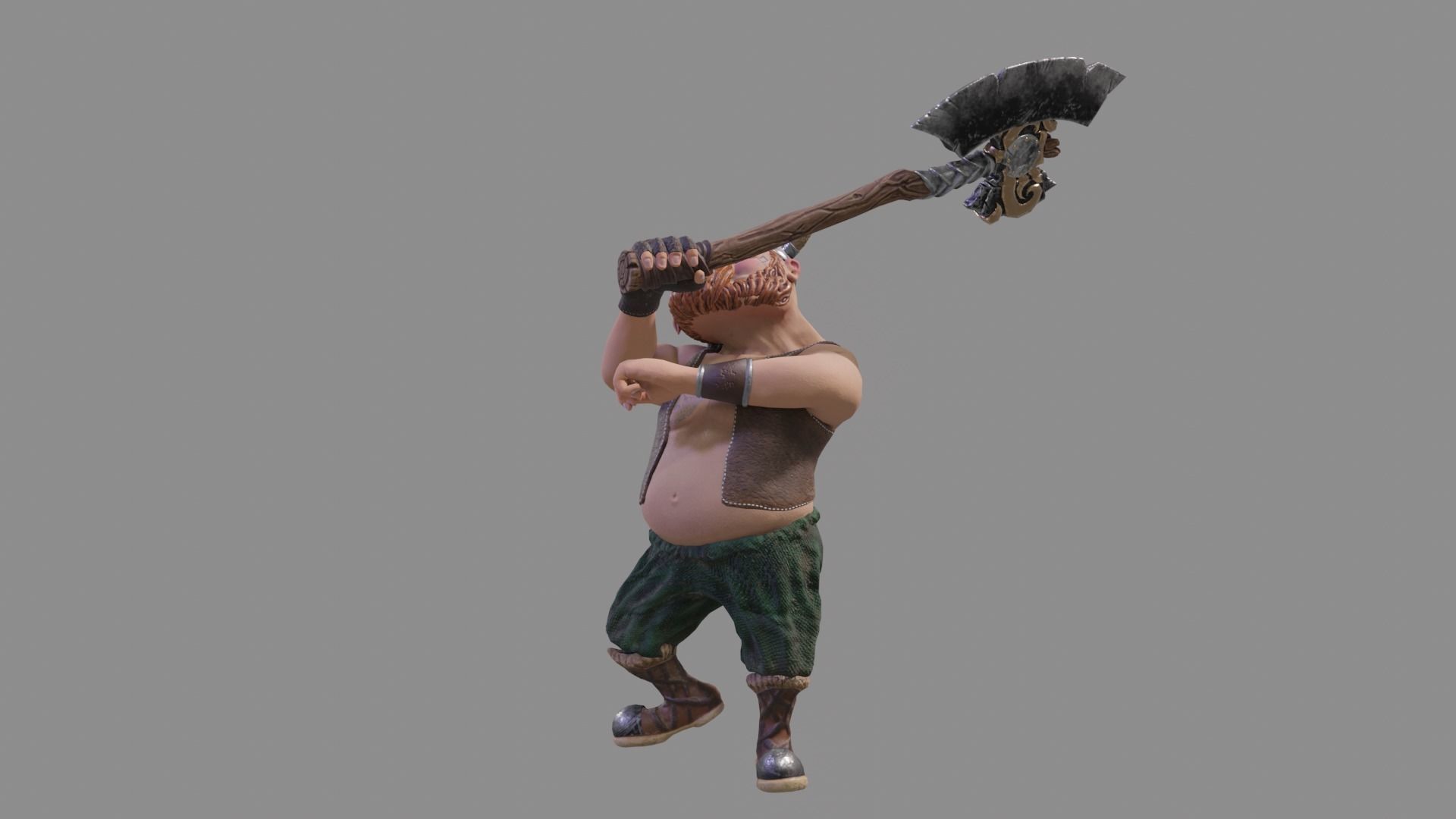 Viking Low-Poly Game ready 3D model animated holding sword Low-poly 3D model_21