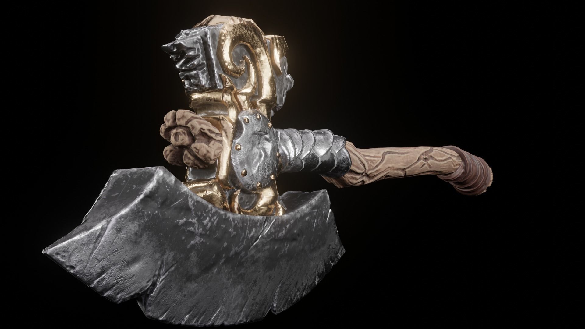 Viking Low-Poly Game ready 3D model animated holding sword Low-poly 3D model_7