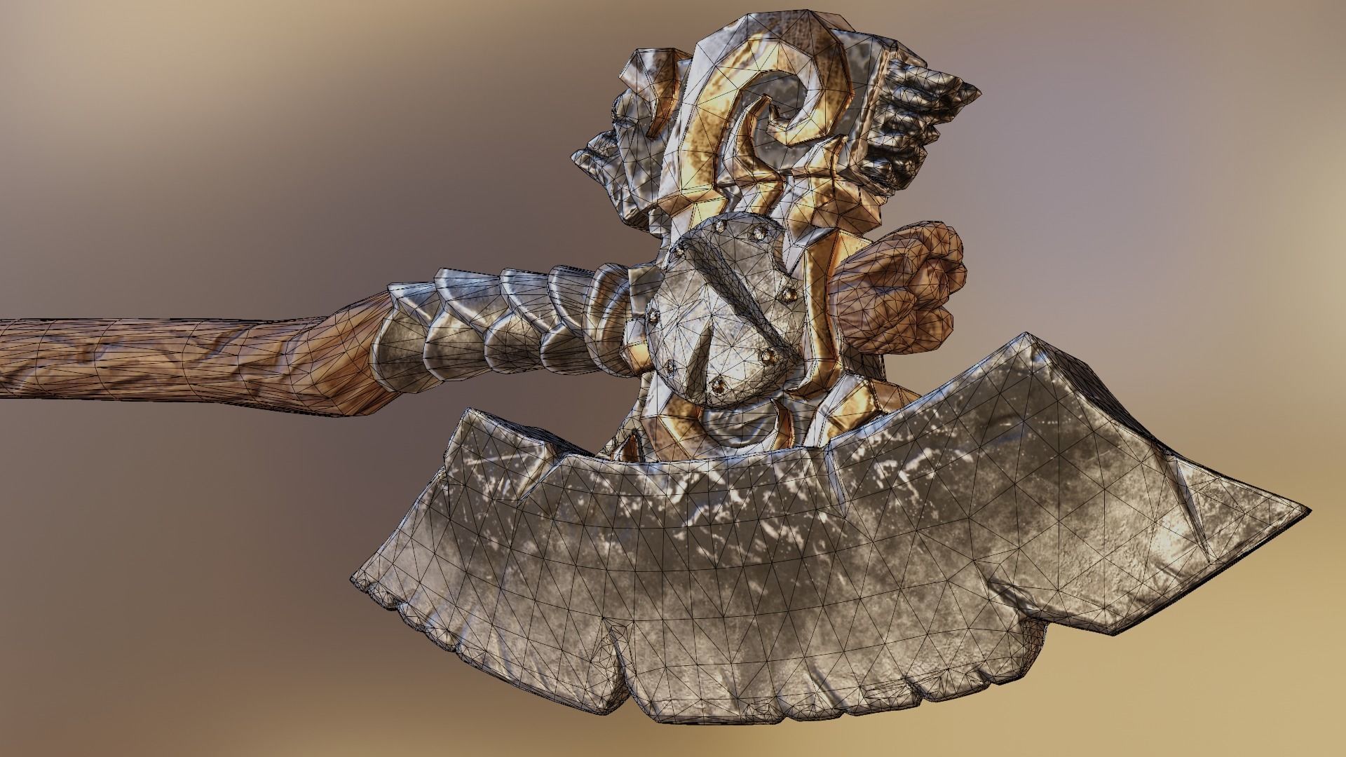 Viking Low-Poly Game ready 3D model animated holding sword Low-poly 3D model_5