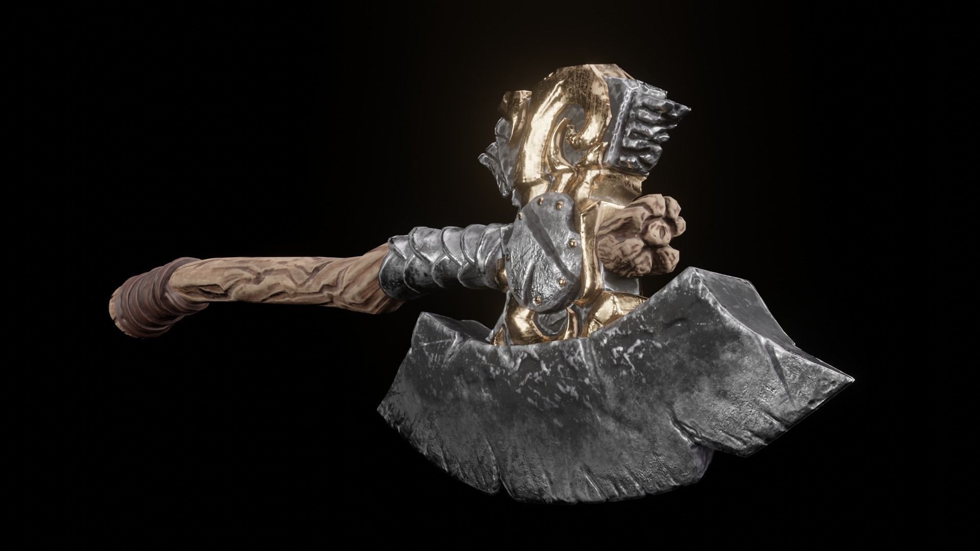 Viking Low-Poly Game ready 3D model animated holding sword Low-poly 3D model_9