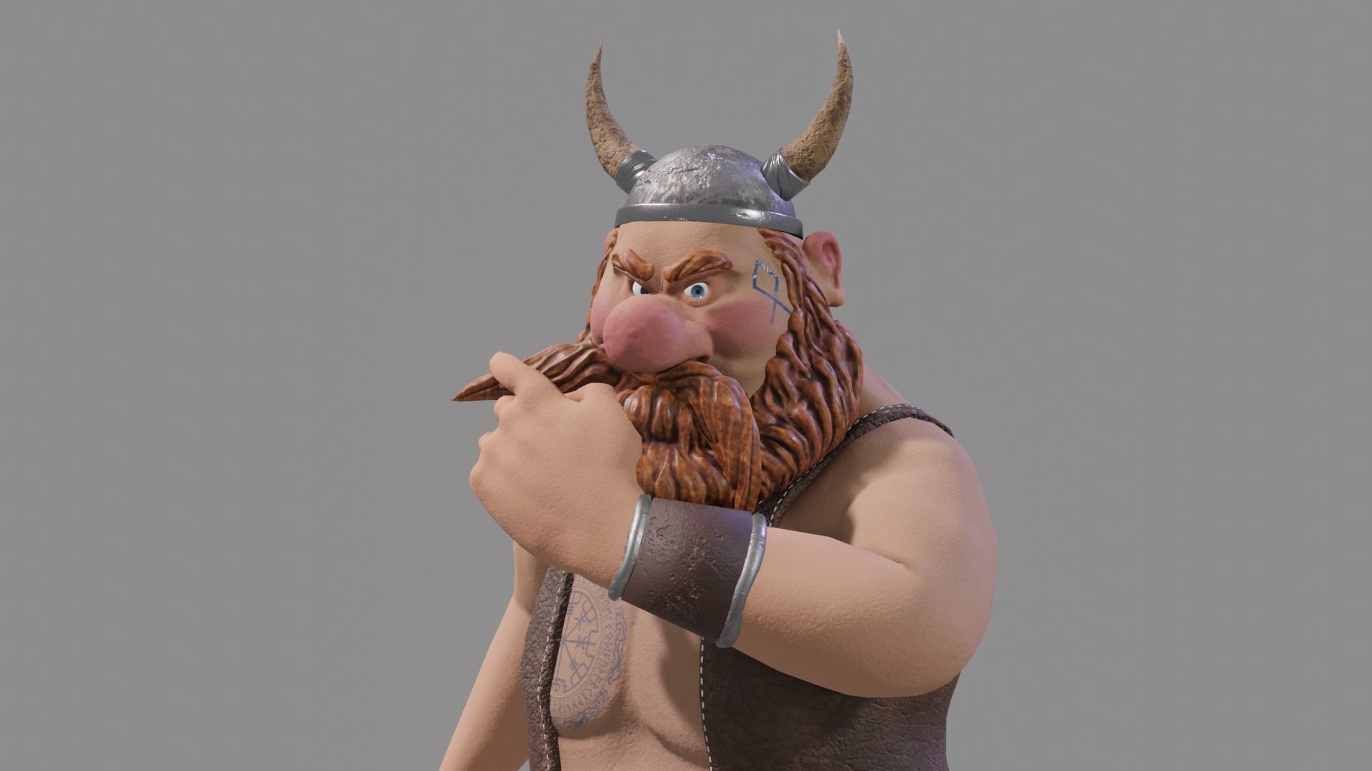 Viking Low-Poly Game ready 3D model animated holding sword Low-poly 3D model_19