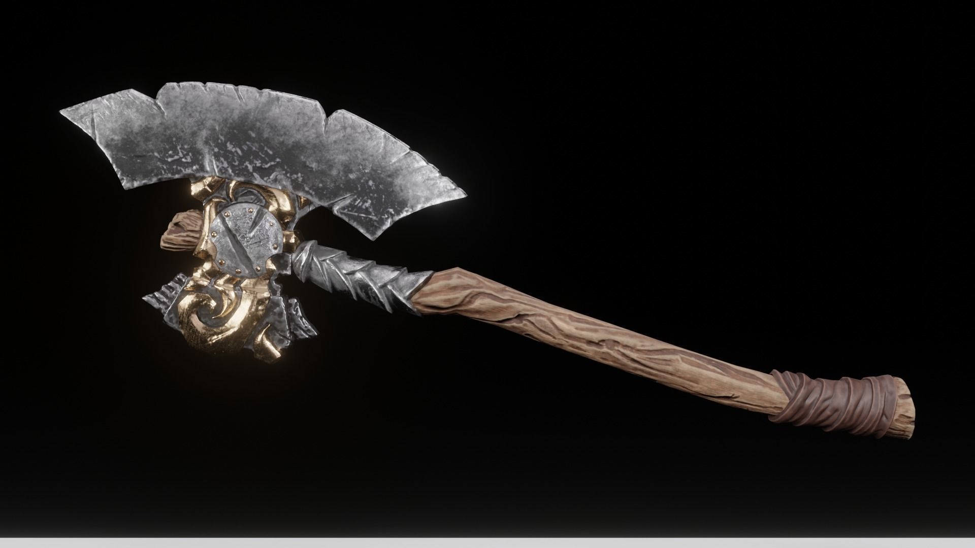 Viking Low-Poly Game ready 3D model animated holding sword Low-poly 3D model_6