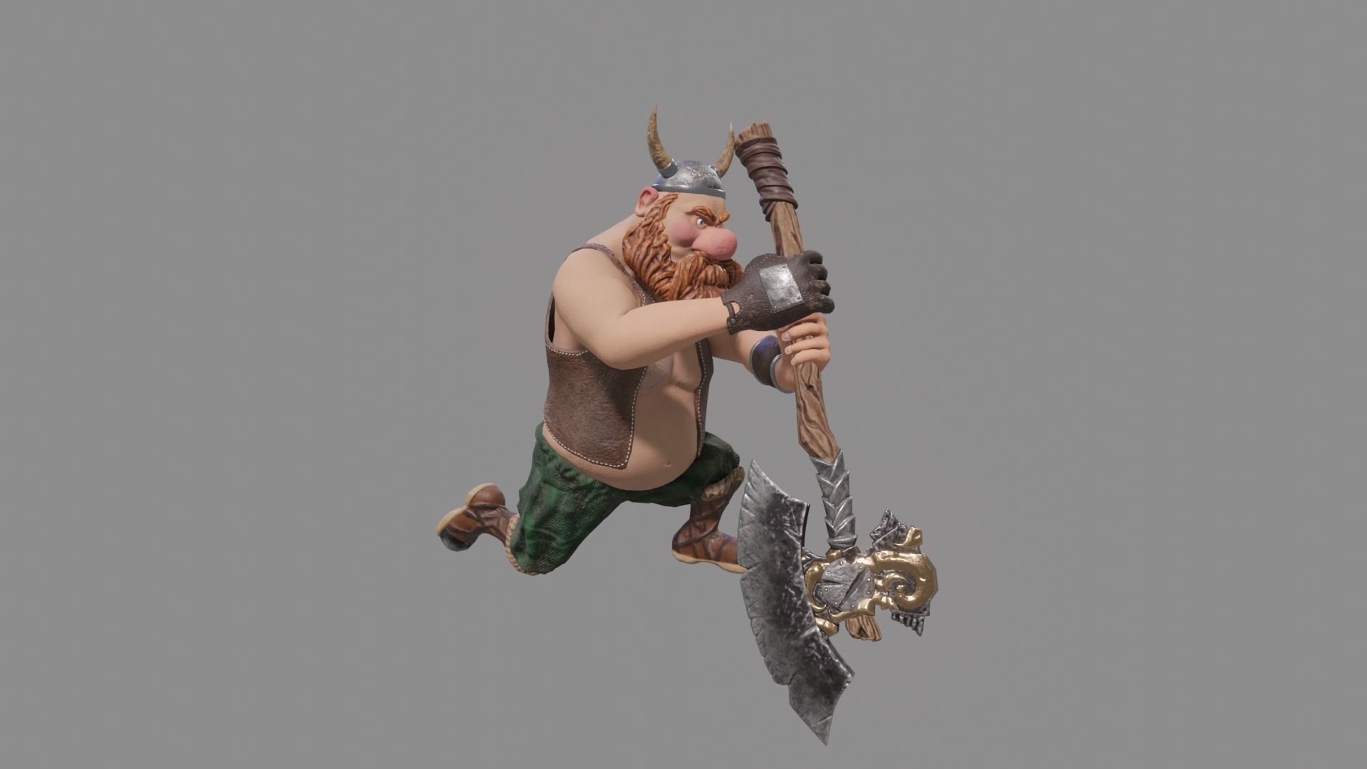 Viking Low-Poly Game ready 3D model animated holding sword Low-poly 3D model_24