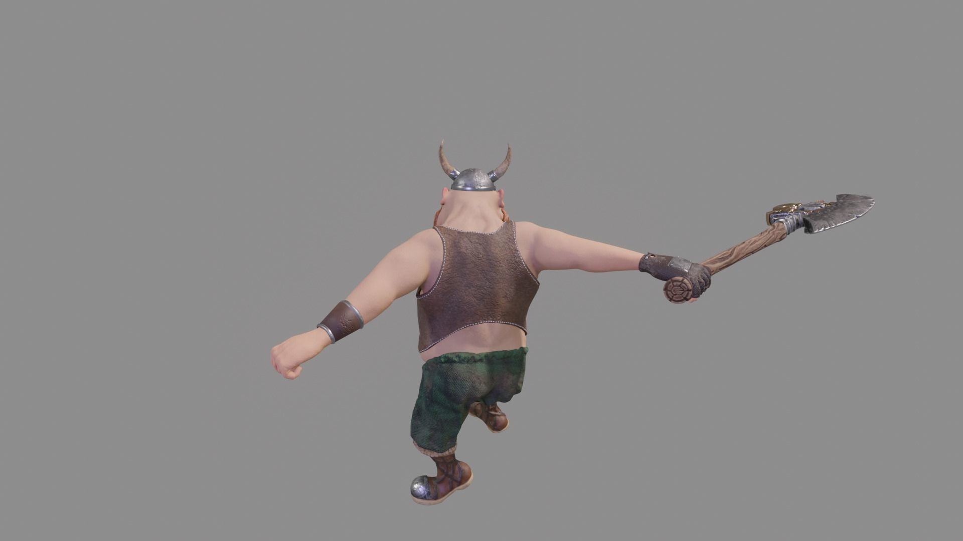 Viking Low-Poly Game ready 3D model animated holding sword Low-poly 3D model_23