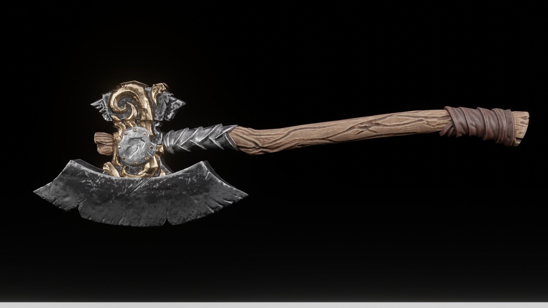 Viking Low-Poly Game ready 3D model animated holding sword Low-poly 3D model_3