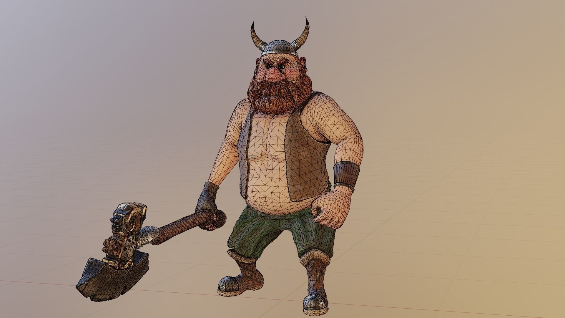 Viking Low-Poly Game ready 3D model animated holding sword Low-poly 3D model_18