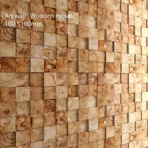 Mosaic wood panel 3D 4