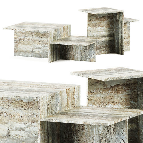 Distinct Travertine Coffee Tables by Ferm Living 3D model