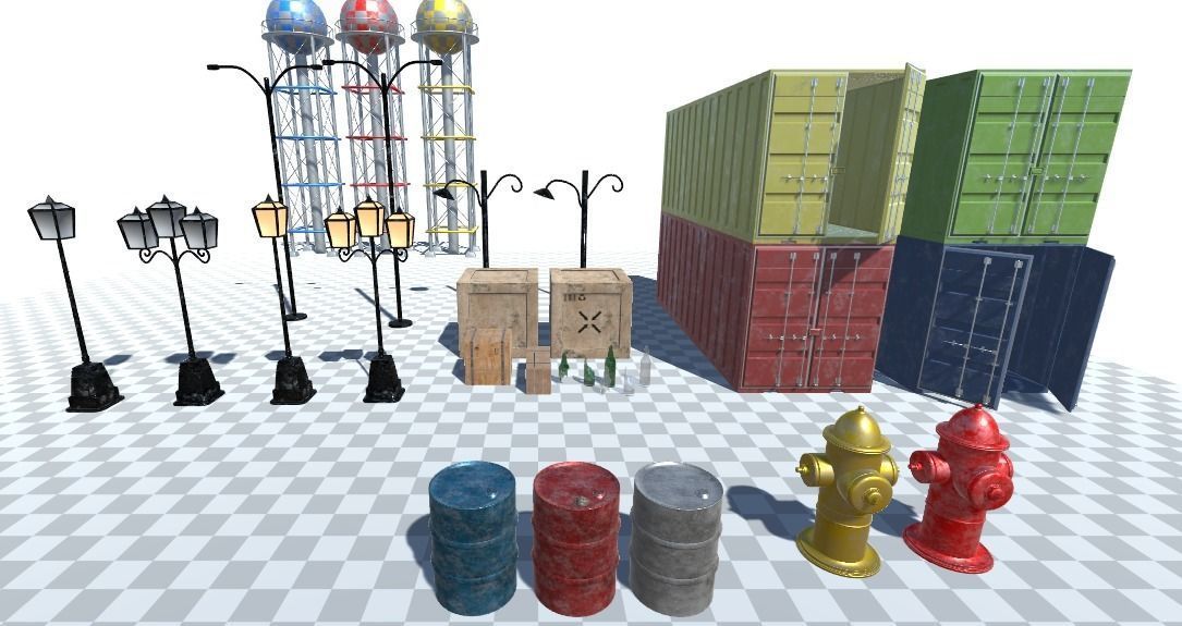 Port objects Free low-poly 3D model_1